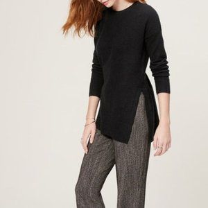 LOFT Beth Tunic Side Split Sweater Black